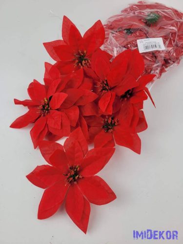 Mikulásvirág selyem fej 14,5cm - Piros