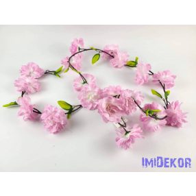 Virágos leveles girland 180 cm - Világos Rózsaszín