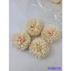 Krizantém selyemvirág fej D6,5cm - Krém-Rózsaszín