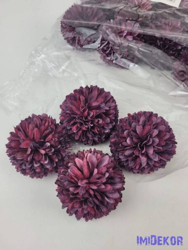 Krizantém selyemvirág fej D6,5cm - Burgundi