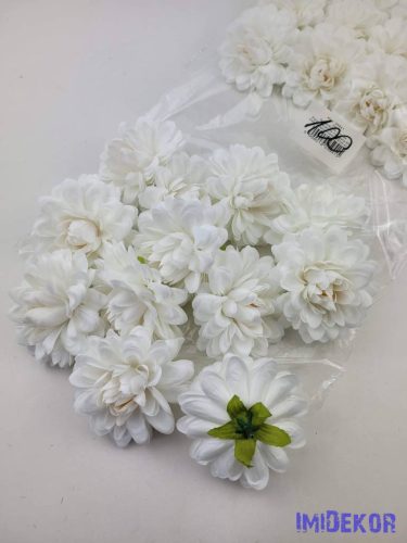 Dália selyemvirág fej 7cm - Fehér