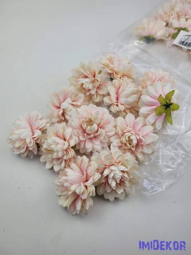 Dália selyemvirág fej 7cm - Krém-Rózsaszín