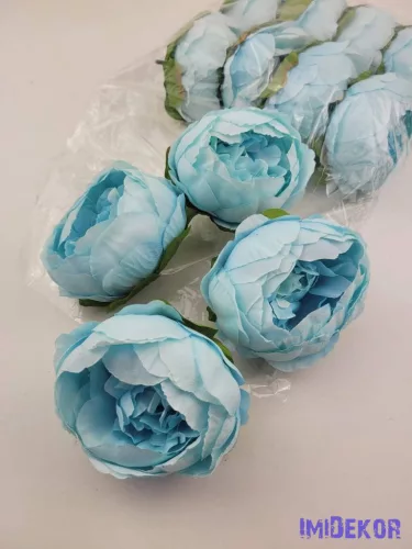 Peónia selyemvirág fej 9cm - Kék