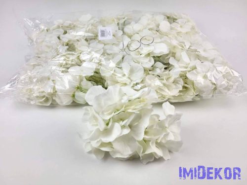 Hortenzia 25v selyemvirág fej 15 cm - Fehér