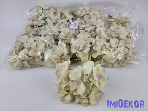 Hortenzia 25v selyemvirág fej 15 cm - Zöldes