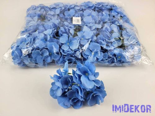Hortenzia 25v selyemvirág fej 15 cm - Kék