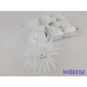 Tűszirmú krizantém selyemvirág fej D12cm - Fehér