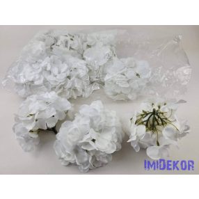 Hortenzia selyemvirág fej dús 54v. 17 cm - Fehér