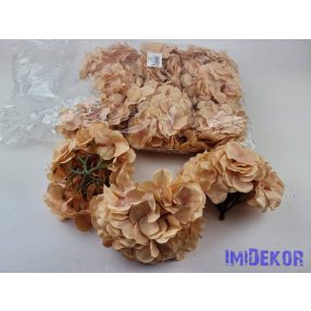   Hortenzia selyemvirág fej dús 54v. 17 cm - Halvány Narancs