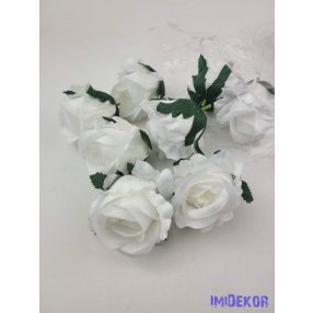Nyíló rózsa selyem fej D7cm - Fehér