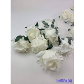 Nyíló rózsa selyem fej D7cm - Ekrü