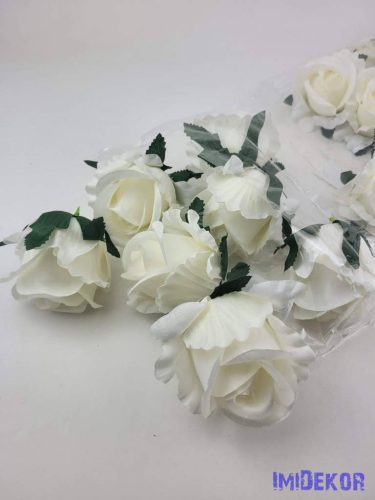 Nyíló rózsa selyem fej D7cm - Ekrü