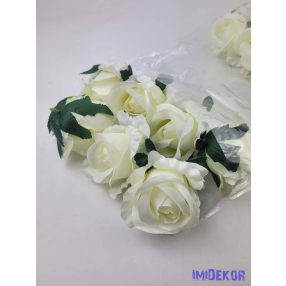 Nyíló rózsa selyem fej D7cm - Krém