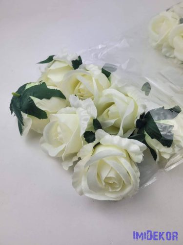 Nyíló rózsa selyem fej D7cm - Krém