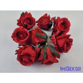 Nyíló rózsa selyem fej D7cm - Piros