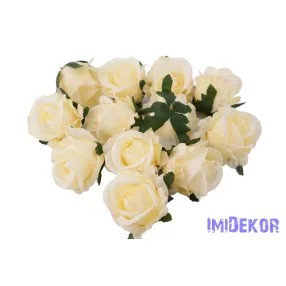 Nyíló rózsa selyem fej D7cm - Krém-Rózsaszín 2