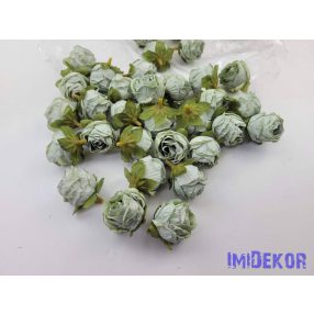 Rózsa szárazhatású selyem fej 3cm - Antik Zöld