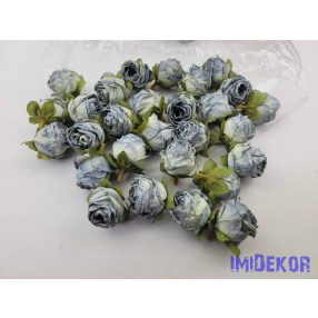 Rózsa szárazhatású selyem fej 3cm - Antik Kék
