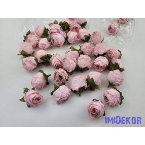 Rózsa szárazhatású selyem fej 3cm - Rózsaszín
