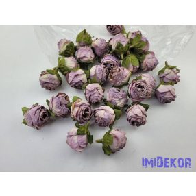 Rózsa szárazhatású selyem fej 3cm - Lila Átmenetes