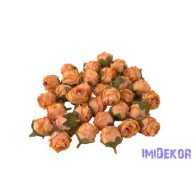 Rózsa szárazhatású selyem fej 3cm - Antik Narancs