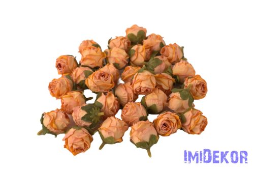 Rózsa szárazhatású selyem fej 3cm - Antik Narancs