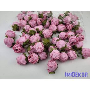 Rózsa szárazhatású selyem fej 3cm - Sötét Rózsaszín