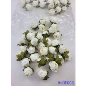 Rózsa szárazhatású selyem fej 3cm - Fehér