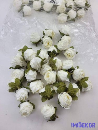 Rózsa szárazhatású selyem fej 3cm - Fehér