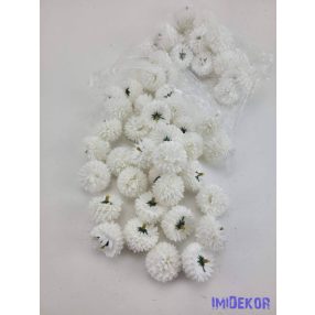 Krizantém selyemvirág fej kb 4cm - Fehér
