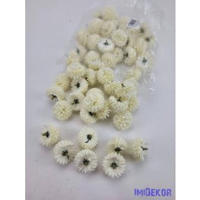 Krizantém selyemvirág fej kb 4cm - Krém