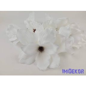 Magnólia selyem fej D15cm - Fehér