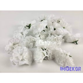 Szegfű selyemvirág fej 6,5 cm - Fehér