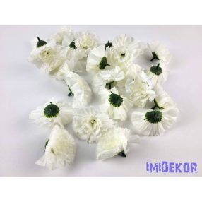 Szegfű selyemvirág fej 6,5 cm - Törtfehér