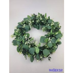 Műzöld koszorú eukaliptuszos selyem levéllel 40cm