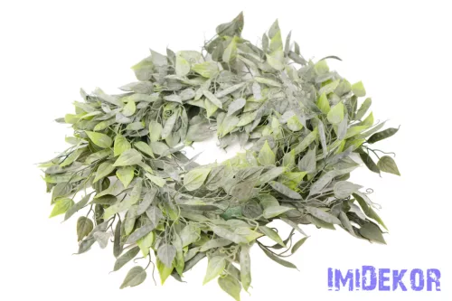 Hegyes levelű hamvas műzöld koszorú 55cm