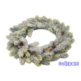 Fenyő koszorú havas-tobozos 45cm