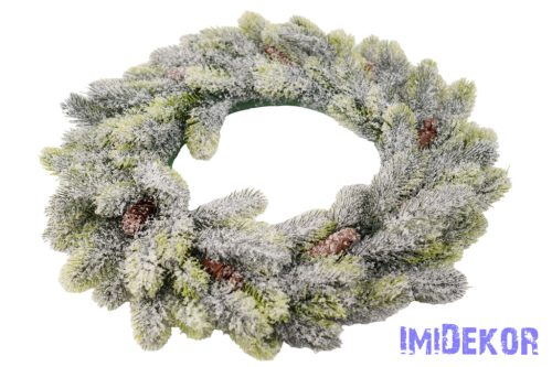 Fenyő koszorú havas-tobozos 45cm