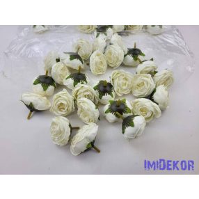 Rózsa szárazhatású selyem fej 4,5cm - Krém