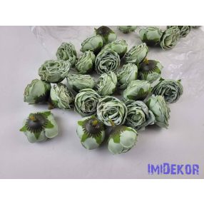Rózsa szárazhatású selyem fej 4,5cm - Menta Zöld