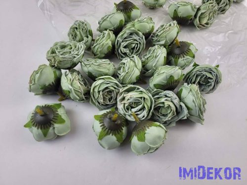 Rózsa szárazhatású selyem fej 4,5cm - Menta Zöld