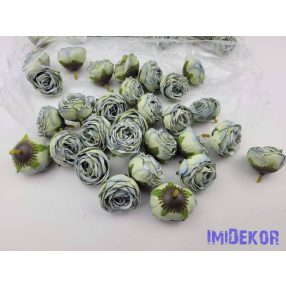 Rózsa szárazhatású selyem fej 4,5cm - Antik Kék