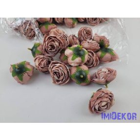 Rózsa szárazhatású selyem fej 4,5cm - Sötét Púder