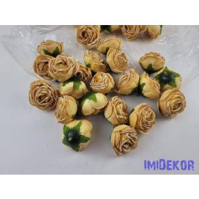 Rózsa szárazhatású selyem fej 4,5cm - Sárga