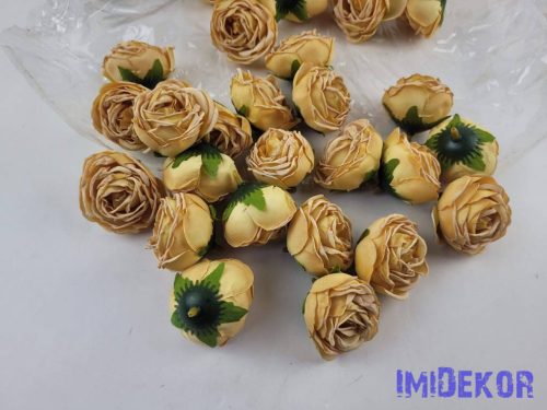 Rózsa szárazhatású selyem fej 4,5cm - Sárga