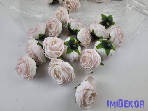 Rózsa szárazhatású selyem fej 4,5cm - Halvány Rózsaszín