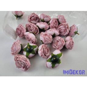   Rózsa szárazhatású selyem fej 4,5cm - Fáradt Rózsaszín