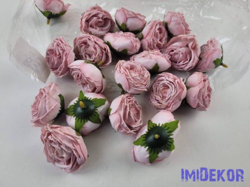 Rózsa szárazhatású selyem fej 4,5cm - Fáradt Rózsaszín