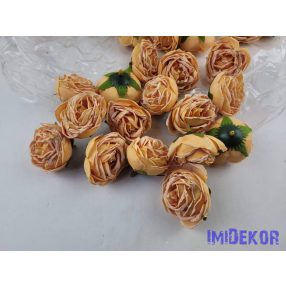 Rózsa szárazhatású selyem fej 4,5cm - Narancs