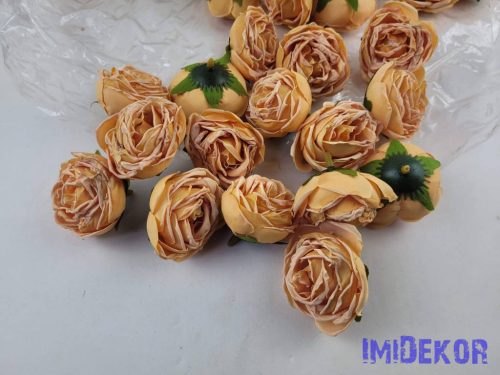 Rózsa szárazhatású selyem fej 4,5cm - Narancs